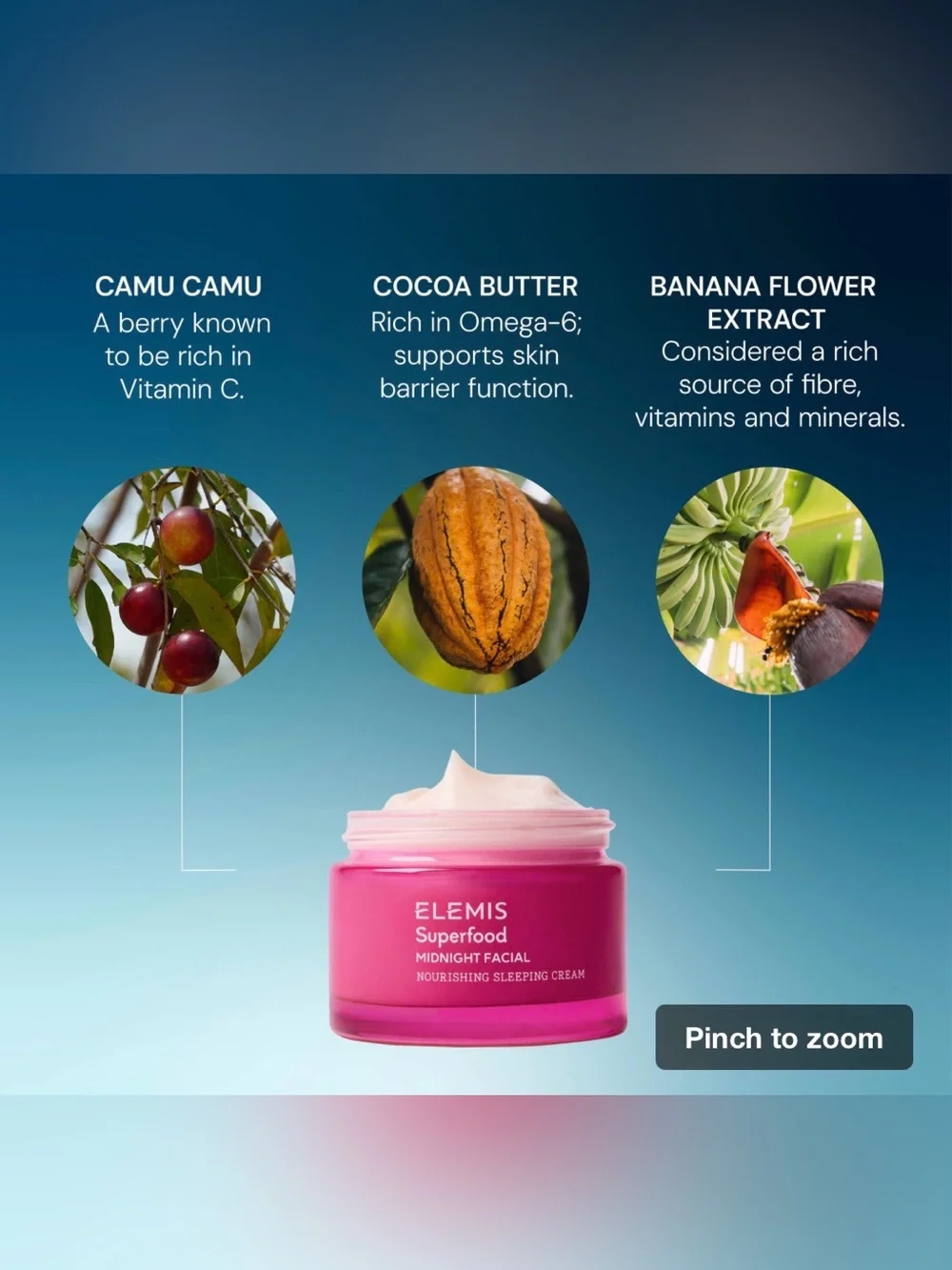 Elemis $62 NIB Superfood Midnight Facial Nourishing Sleeping Cream 50 ml / 1.6oz